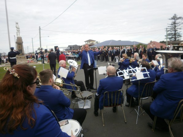 CNL Brass playing at the Stockton RSL Sub Branch 2017 ANZAC Day Morning Service